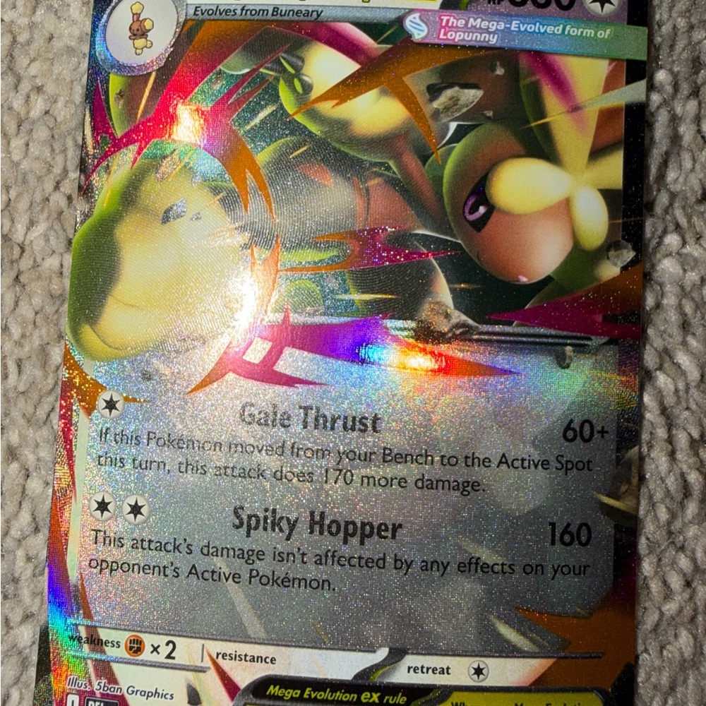 Pokémon Holo Lopunny EX Card — Pink & Silver Foil